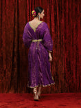 Load image into Gallery viewer, Purple & Lomon Green Crinkle Kaftan & Belt
