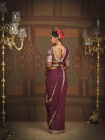 Load image into Gallery viewer, Dark Purple And Maroon Saree & Blouse Set
