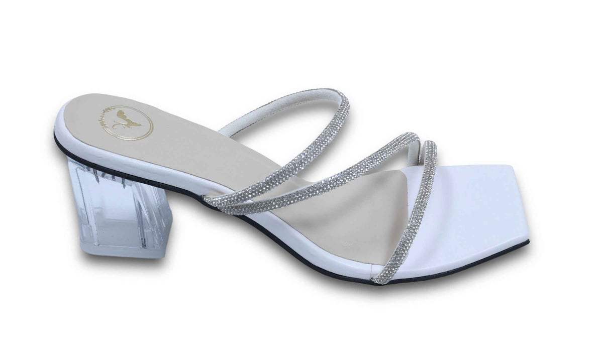 Z Basic White Open Toe Slip-on Heels