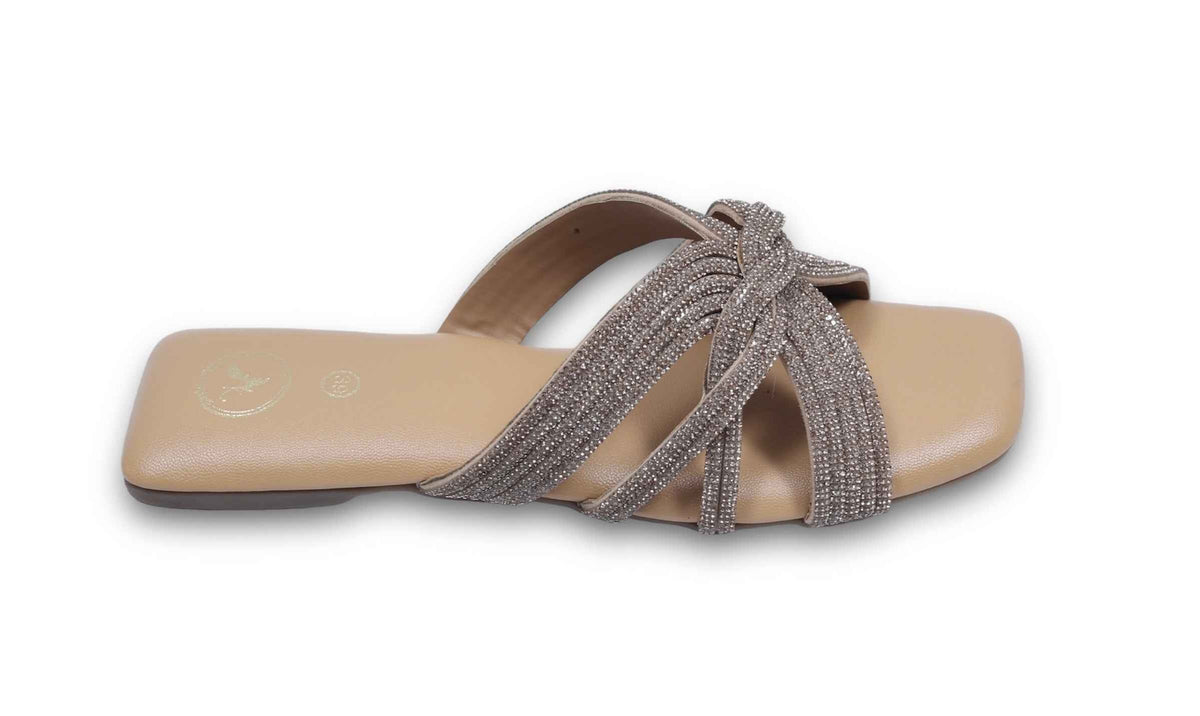 Gold Twister Open Toe Flat