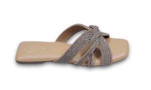 Gold Twister Open Toe Flat