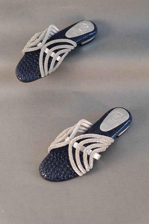 Blue Open Toe Kitten Heel Sandal