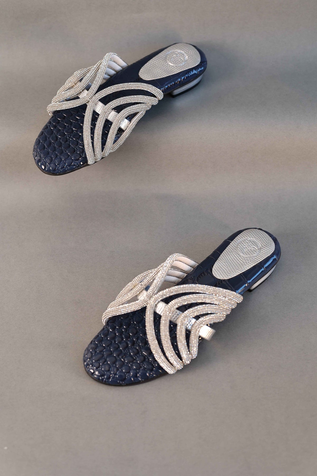 Blue Open Toe Kitten Heel Sandal