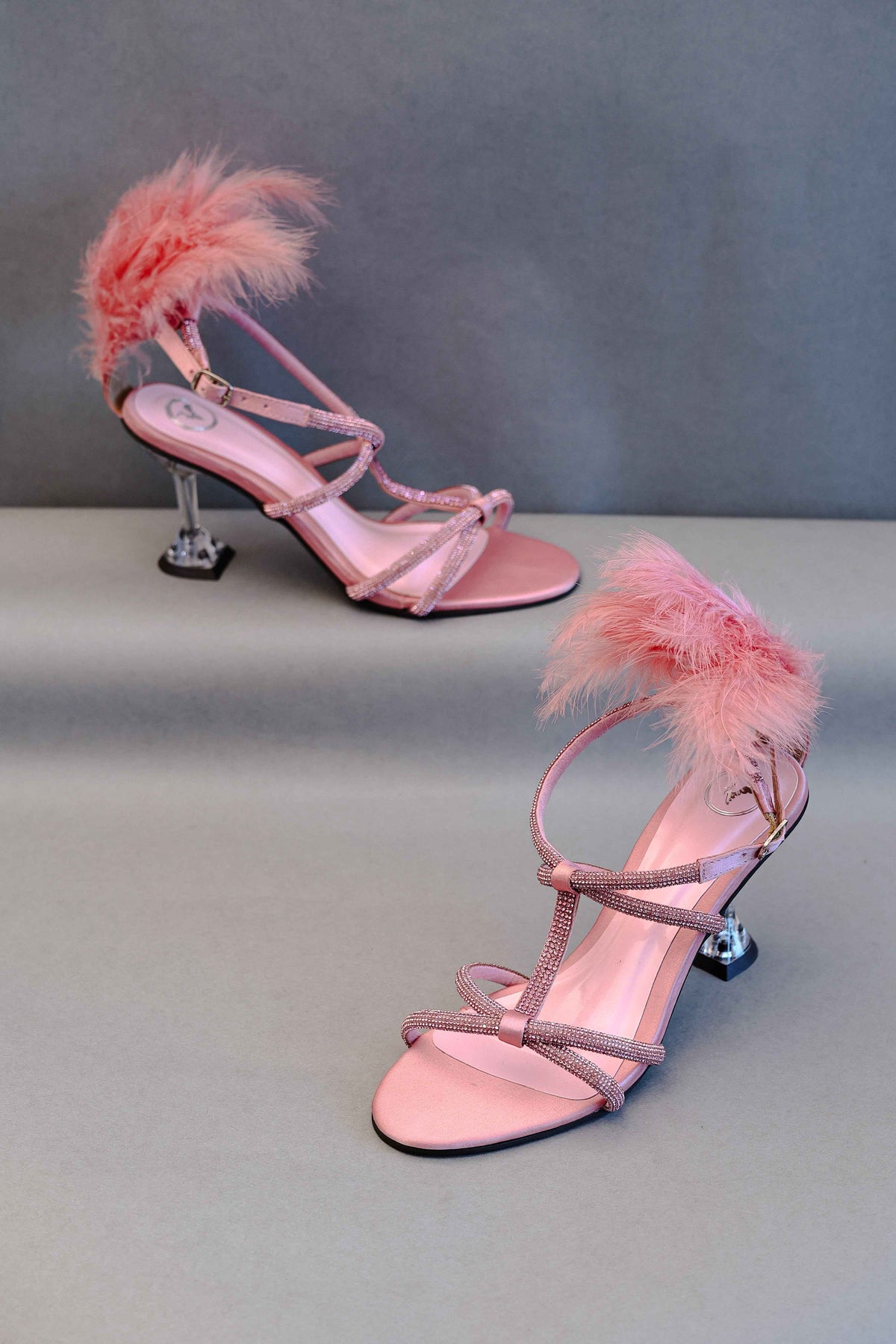 Pink Candy Fur Open Toe Heel Sandal