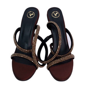 Women's Party Wear Berry Brown Open Toe Heel