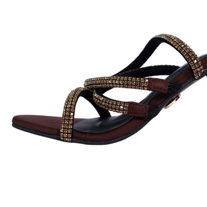 Women's Party Wear Berry Brown Open Toe Heel