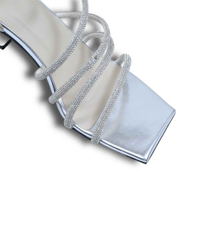 Atimka Silver Open Toe Heels