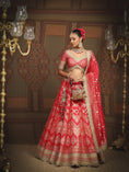 Load image into Gallery viewer, Rani Red Banarasi Lehenga Set
