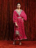 Load image into Gallery viewer, Rani Pink & Electric Blue Crinkle Kaftan & Belt Set
