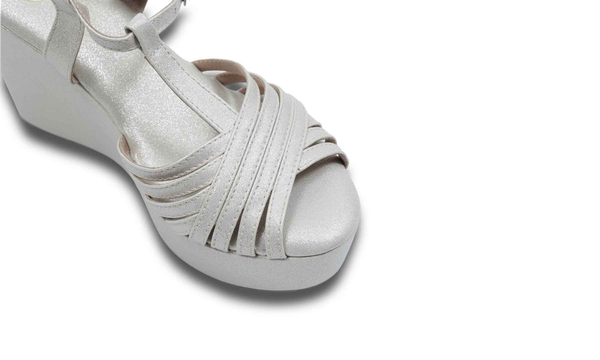 Dolphin Wedge Junk Beige Open Toe Heels