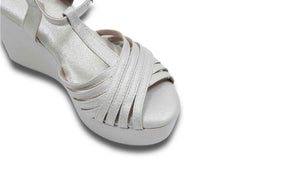 Dolphin Wedge Junk Beige Open Toe Heels