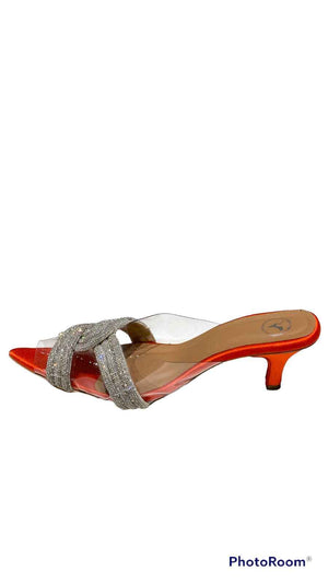 Orange Twist Textured Heels Sandals