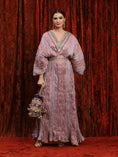 Load image into Gallery viewer, Lilac & Purple Crinkle Kaftan & Belt Set
