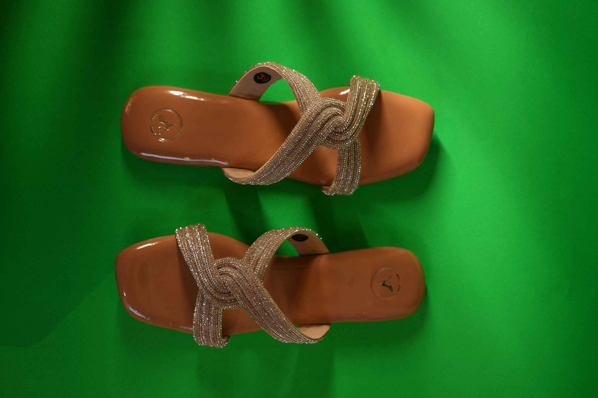 Gold String Nude Base Sandals