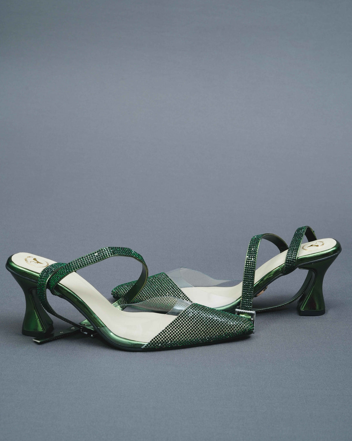 Closed Toe Faux Leather Green Sleek Cheek Heels