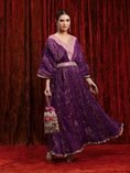 Load image into Gallery viewer, Purple & Rani Pink Crinkle Kaftan & Belt Set
