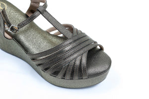 Dolphin Wedge Junk Gold Open Toe Heels