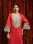 Load image into Gallery viewer, Watermelon Red & Red Kurta Pant Dupatta Set
