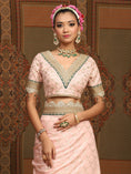 Load image into Gallery viewer, Baby Pink And Emerald Green Saree & Blouse Set
