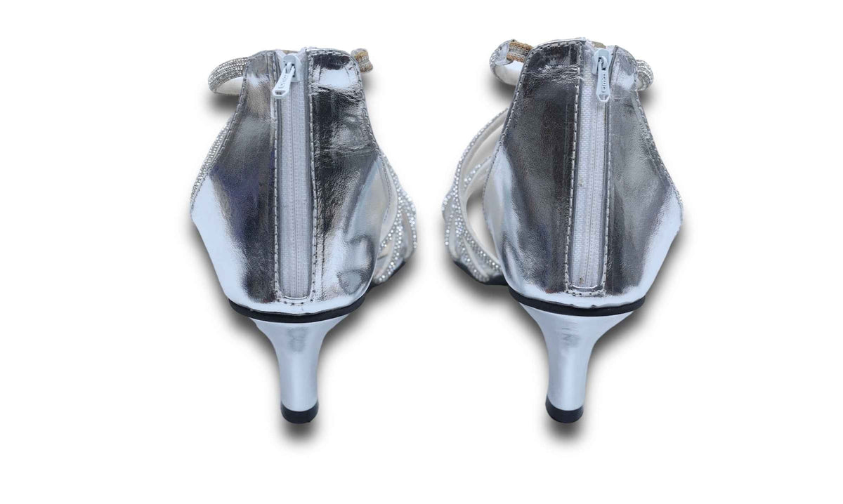 Atimka Silver Open Toe Heels