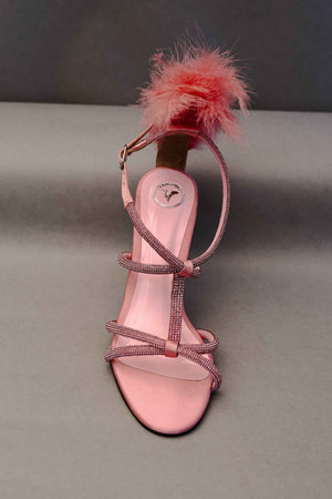 Pink Candy Fur Open Toe Heel Sandal