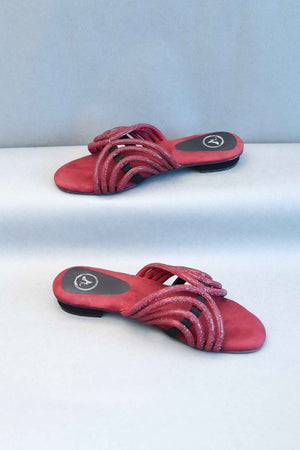 Ruby Red Open Toe Kitten Heel Sandal