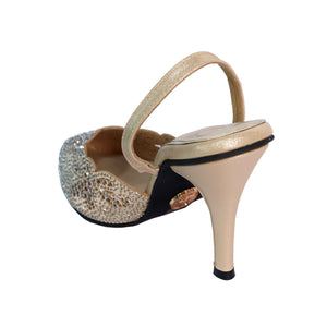 Gold Open Toe Eva Gold Rocks Heel