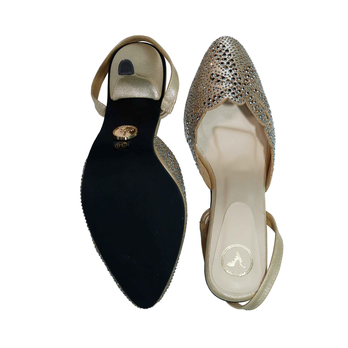 Gold Open Toe Eva Gold Rocks Heel