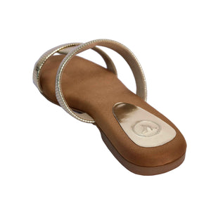 Gold Open Toe Slip on closure H Flats