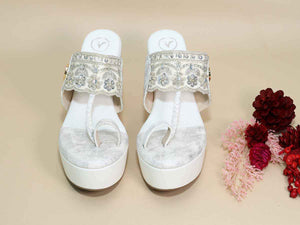 White Kolhapuri Wedge