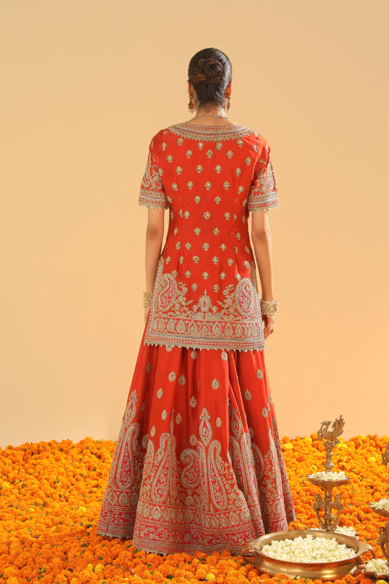 Shazfa-Short Kurta with Sharara and Dupatta