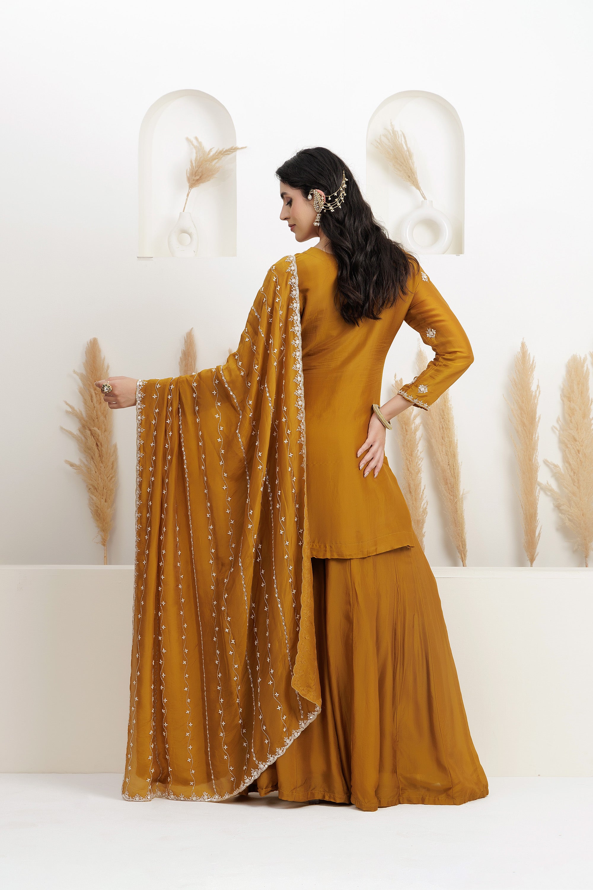 Mehendi Green Satin Silk Sharara Set