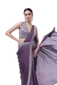 Load image into Gallery viewer, Grape Satin Embellished saree
