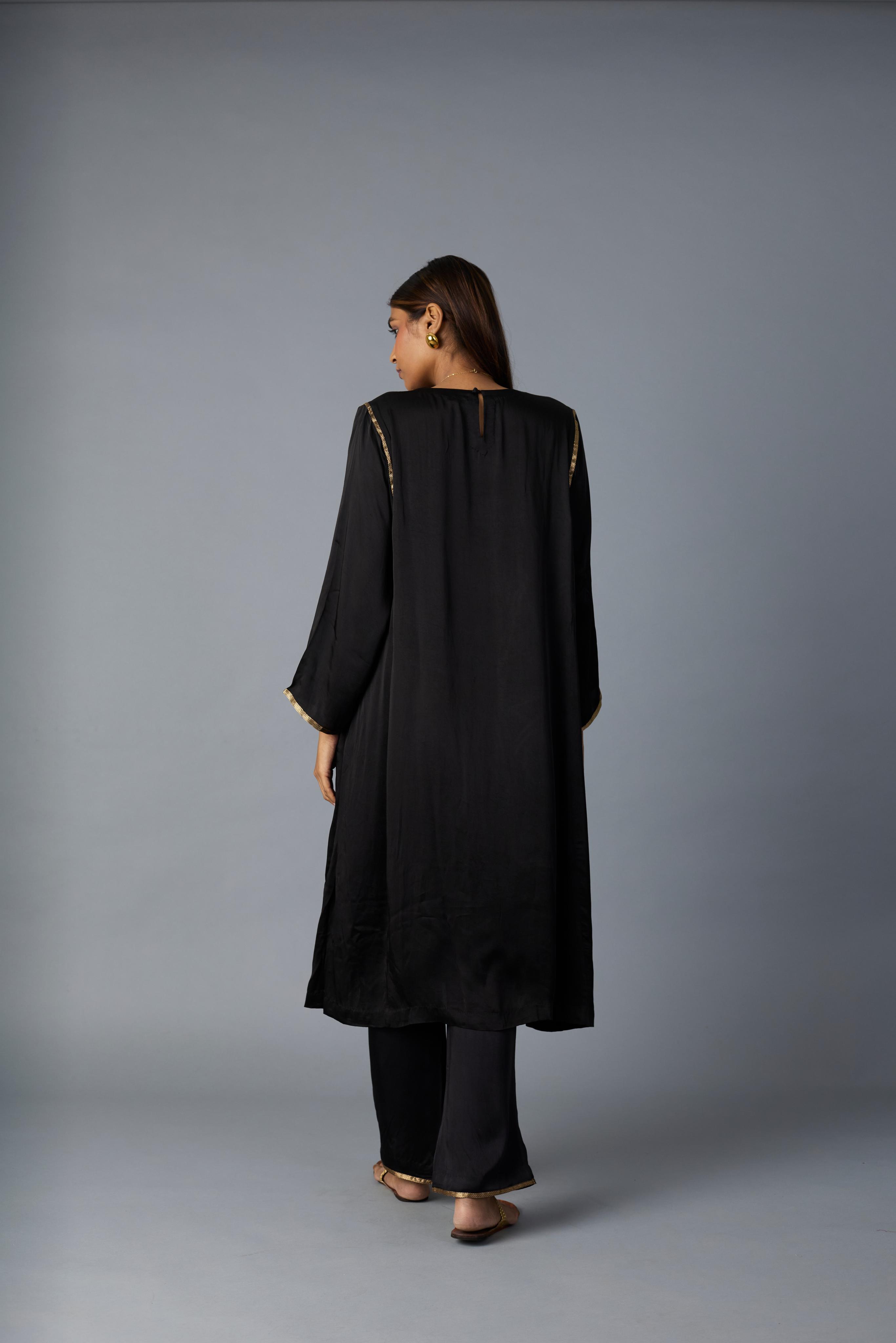 SABAH KALIDAR KURTA SET- BLACK