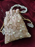 Load image into Gallery viewer, Golden Regal Velveteen Potli Bag
