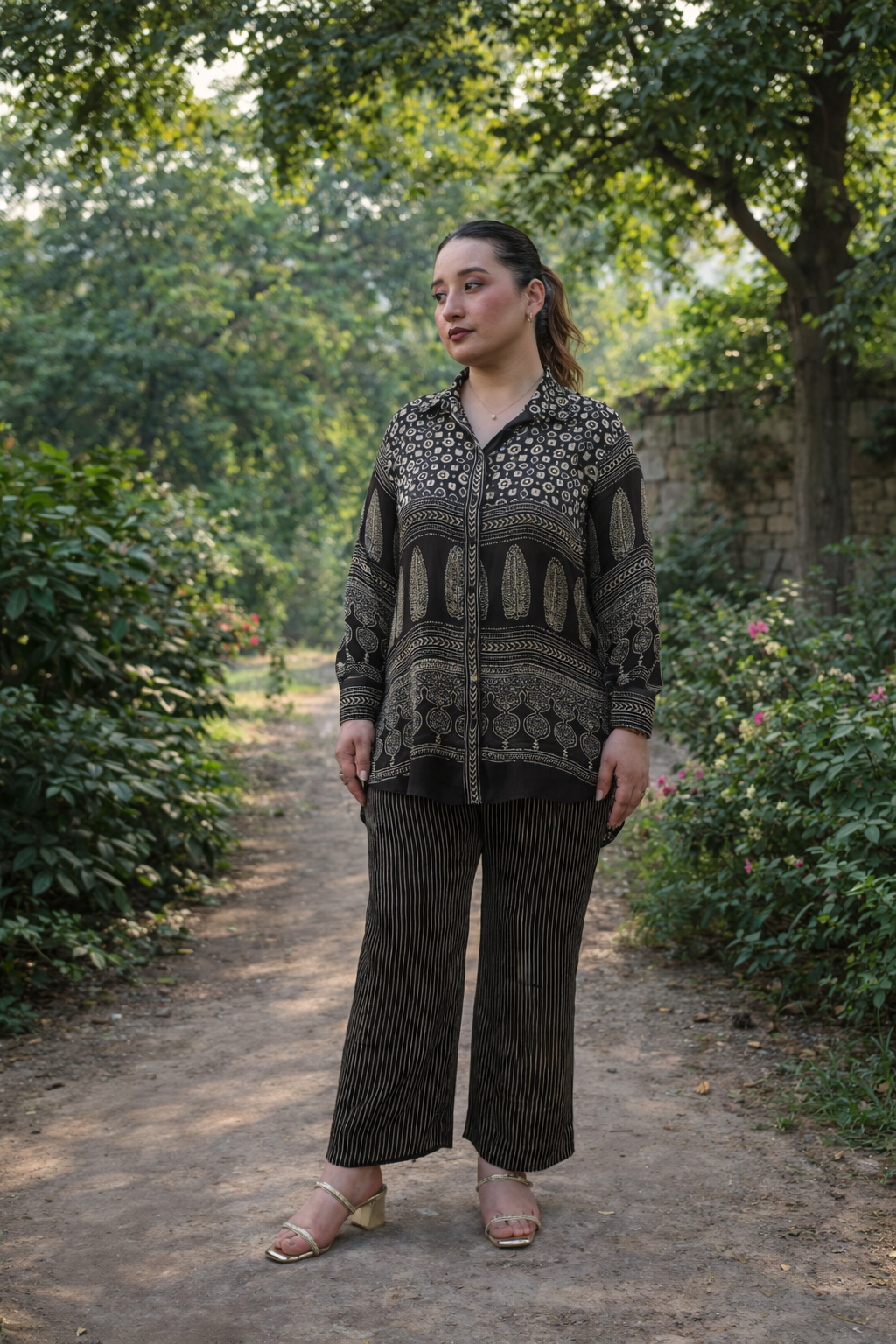 Derby Black Ajrakh Co-ord Set