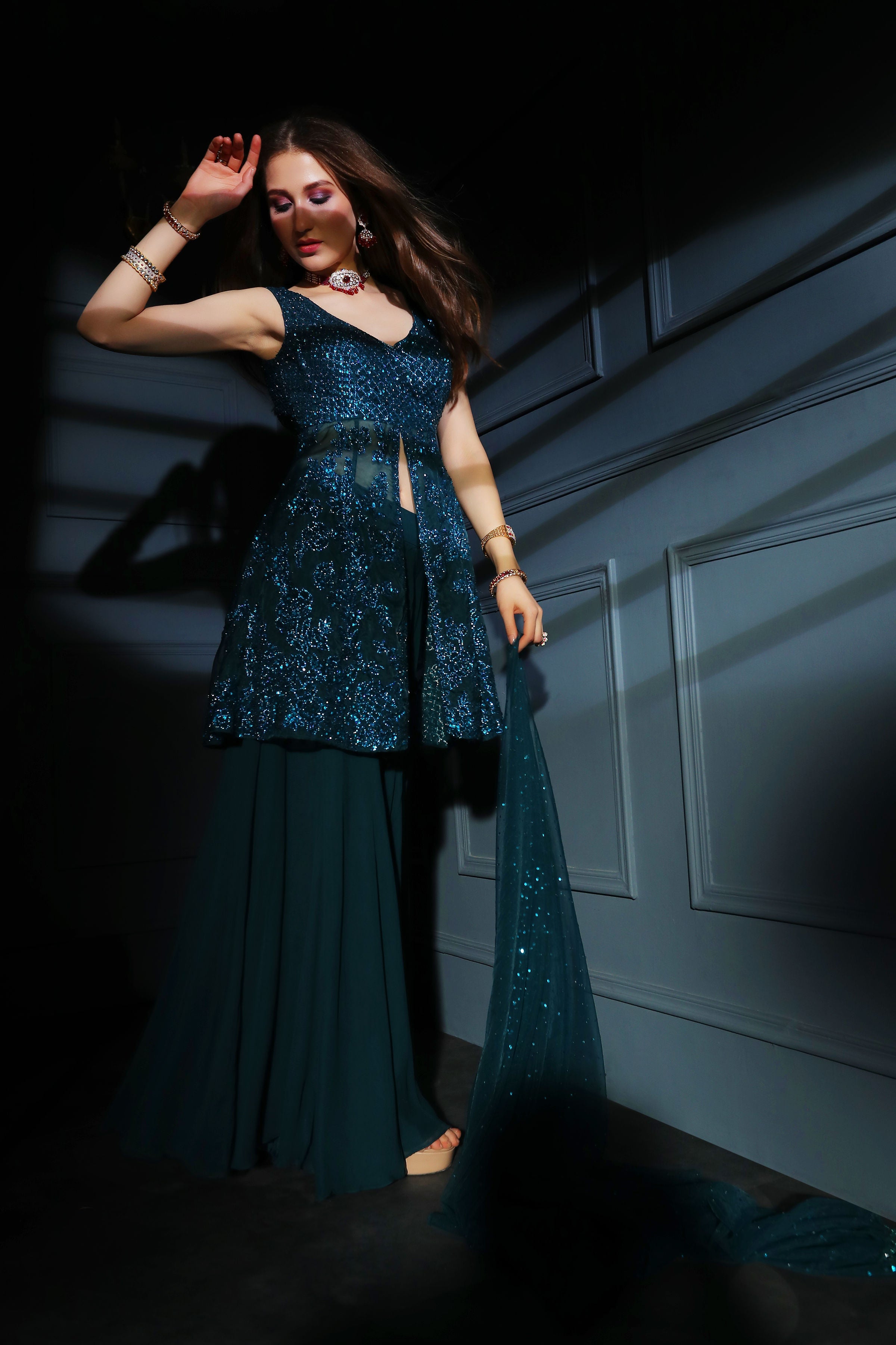 Sharara With Peplum And Dupatta