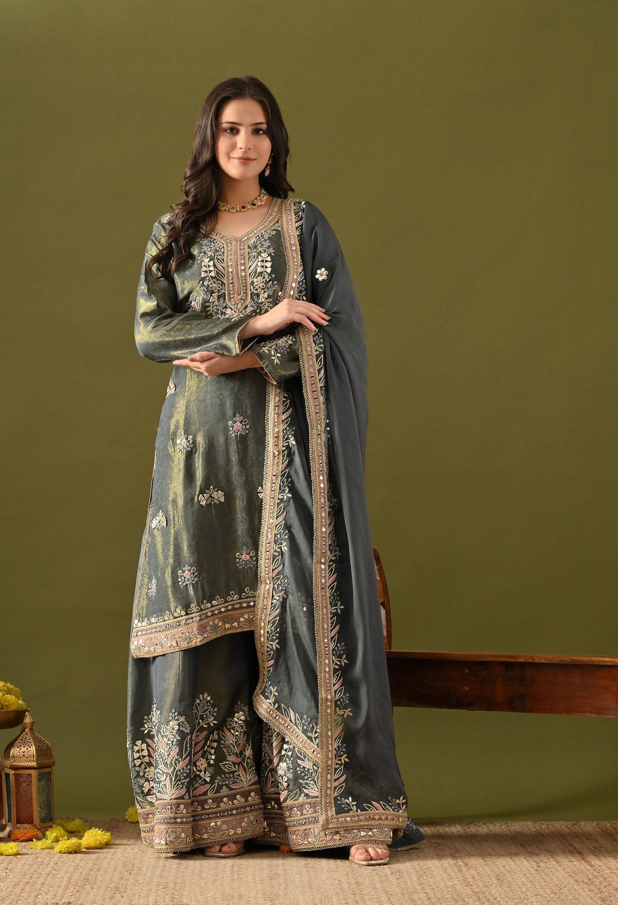 Sea Green Sharara Set