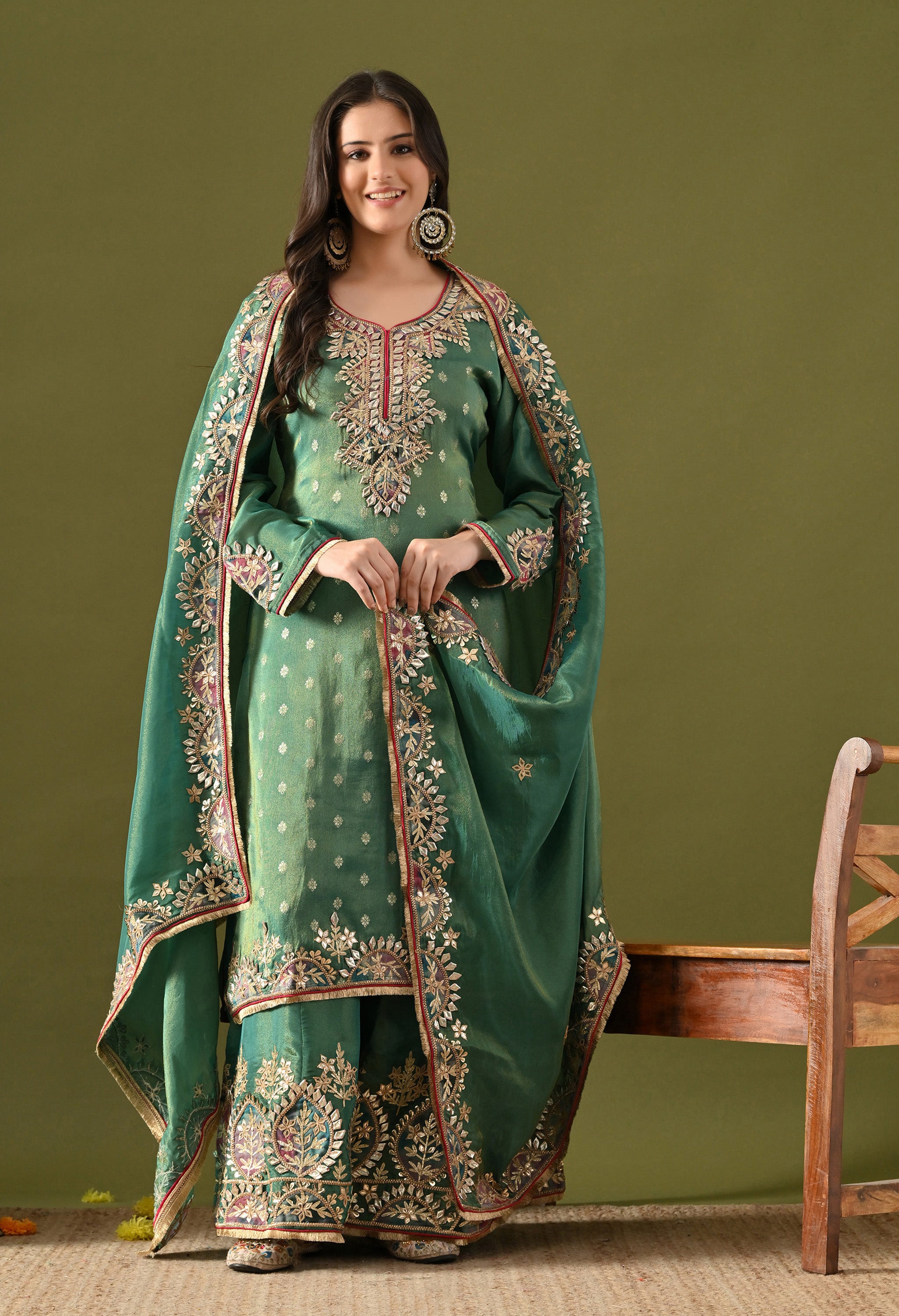 Green Sharara Set