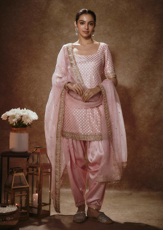 Blush pink & gold kurta salwar set
