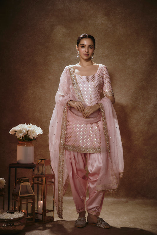 Blush Pink & Gold Kurta Salwar Set