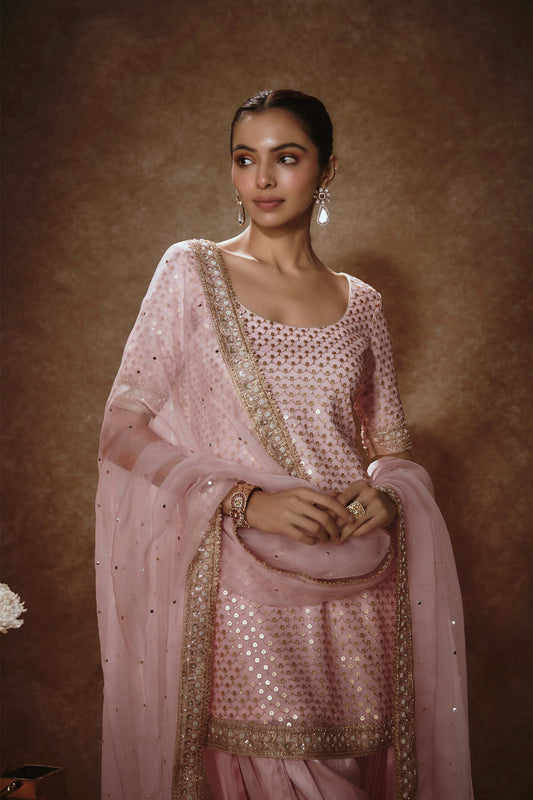 Blush pink & gold kurta salwar set