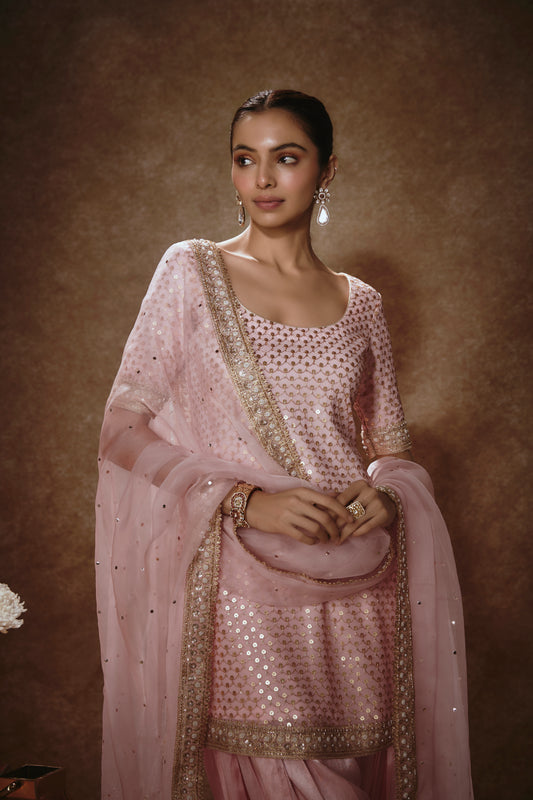 Blush Pink & Gold Kurta Salwar Set