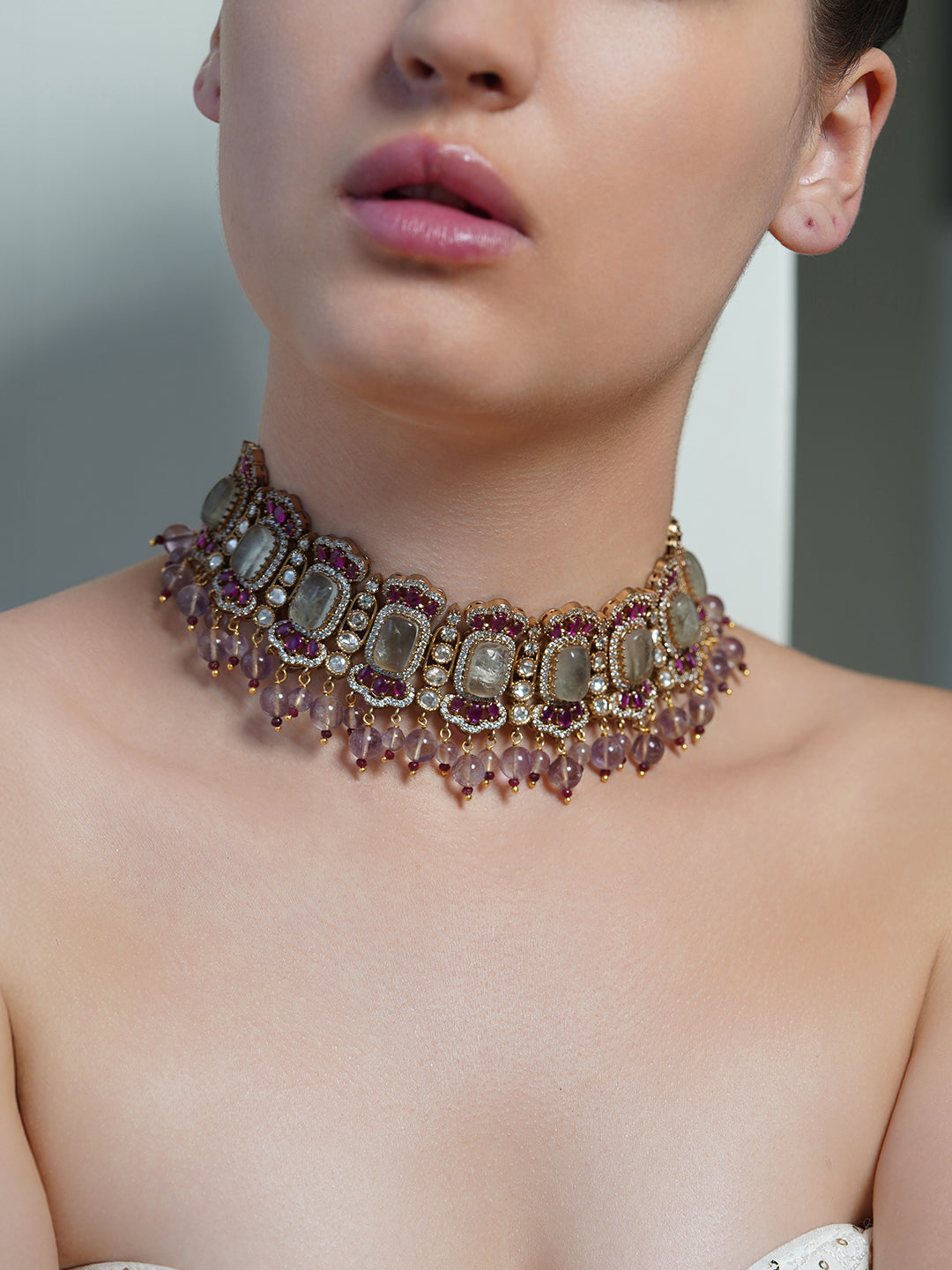 Amethyst Polki Choker Set