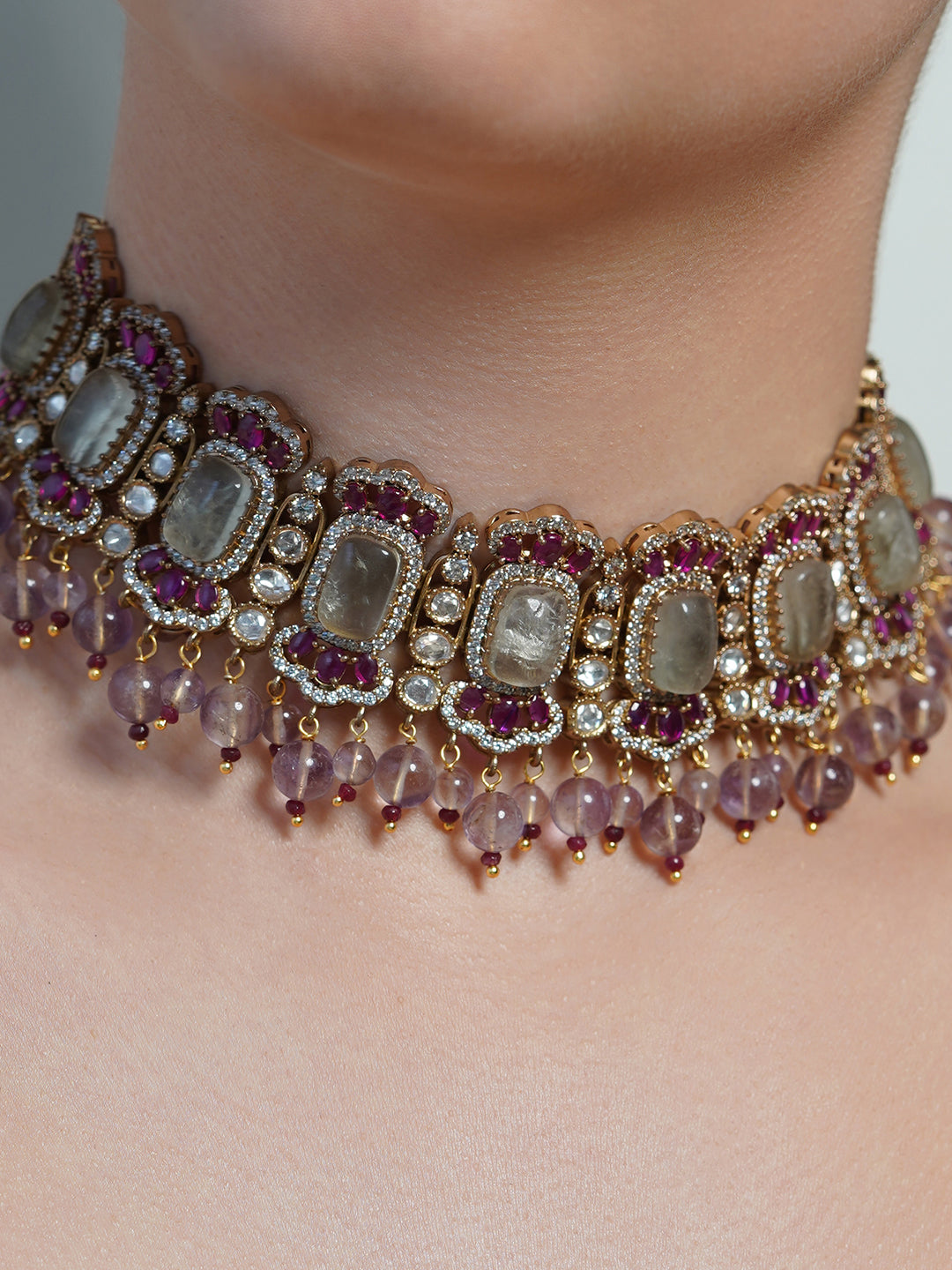 Amethyst Polki Choker Set