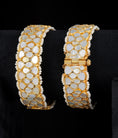 Load image into Gallery viewer, Gold finish kundan mother of pearl bangles
