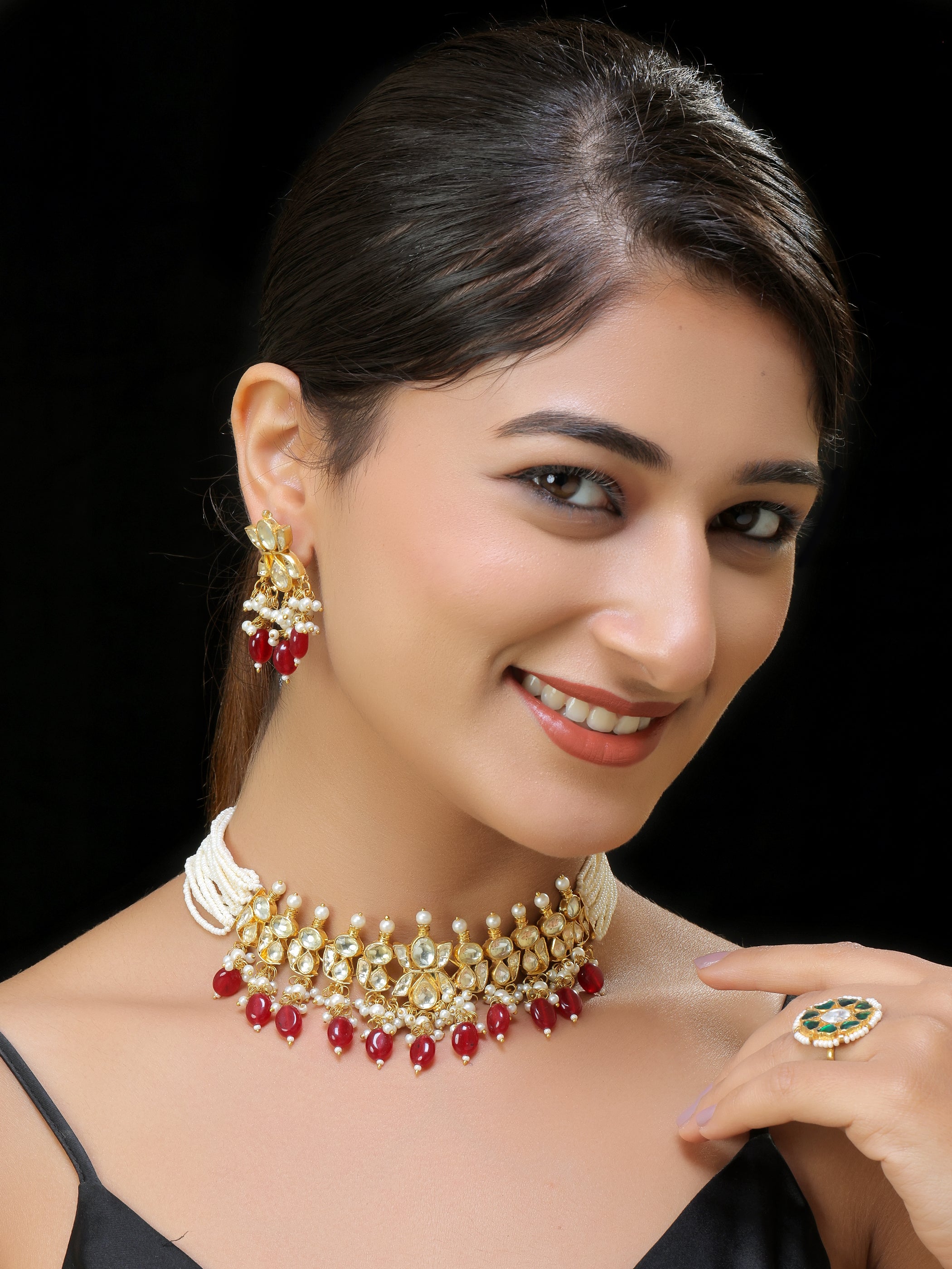 Gold finish Kundan Necklace set