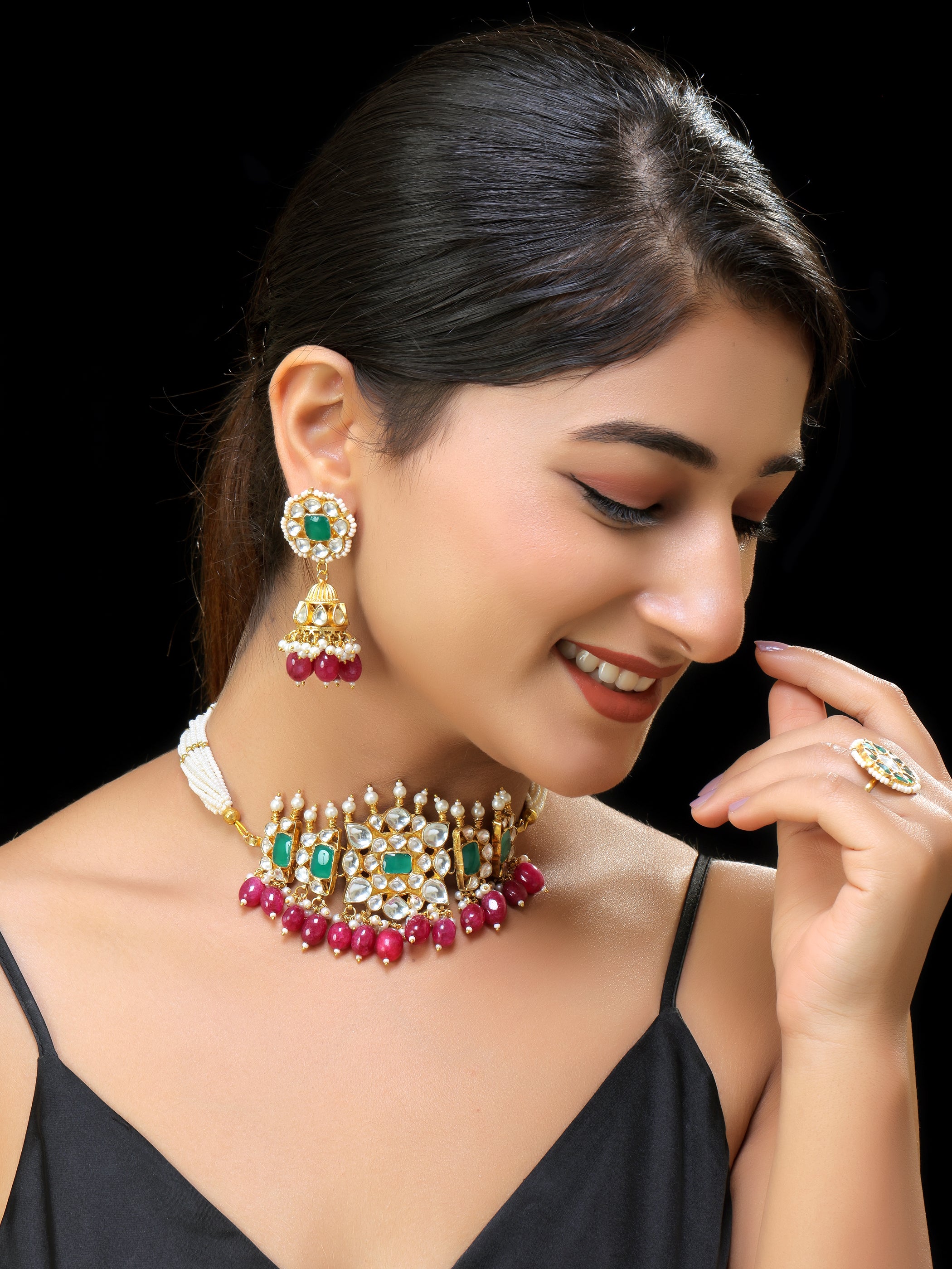 Gold finish Kundan Necklace set