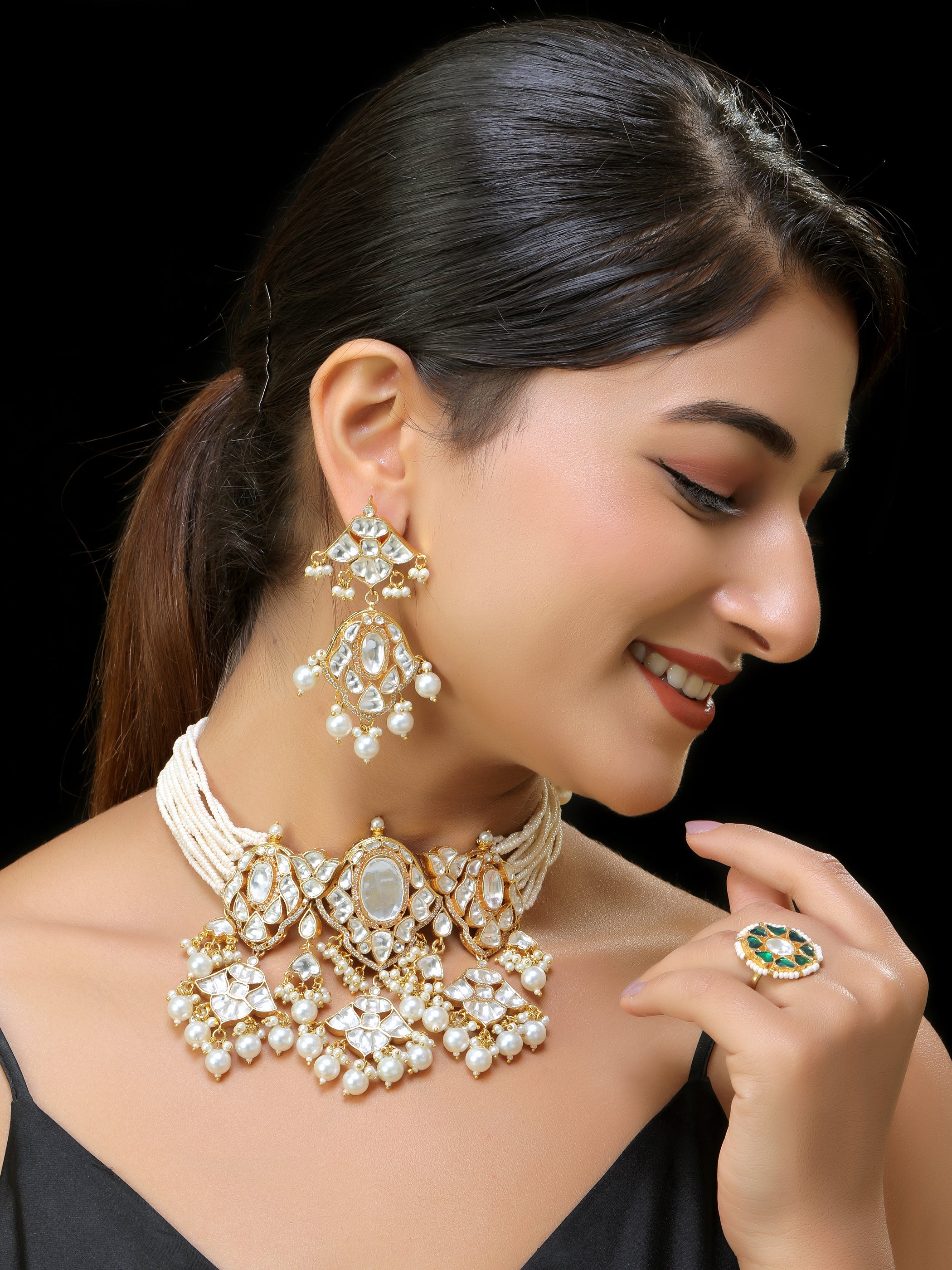 Gold finish Kundan Necklace set
