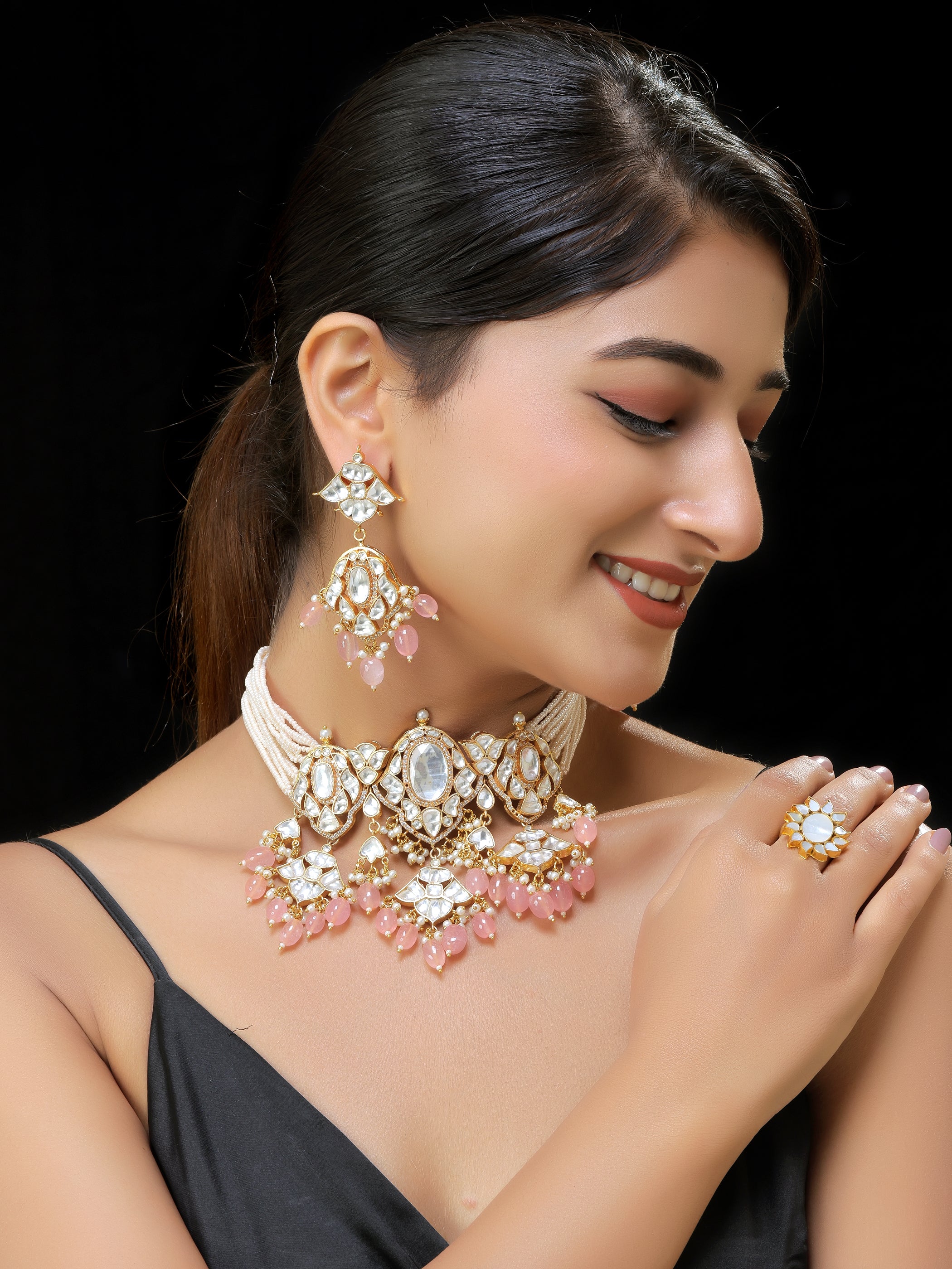 Gold finish Kundan Necklace set